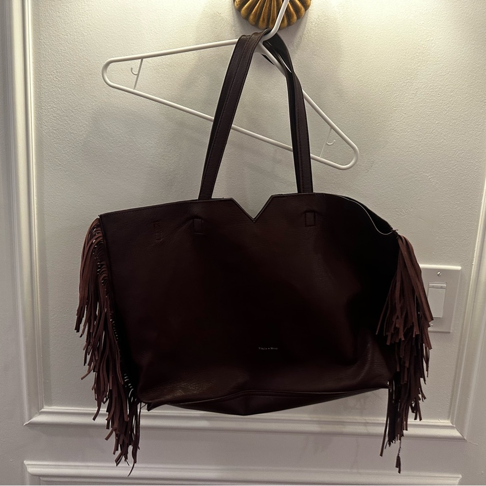 Fringed Plum Tote Bag